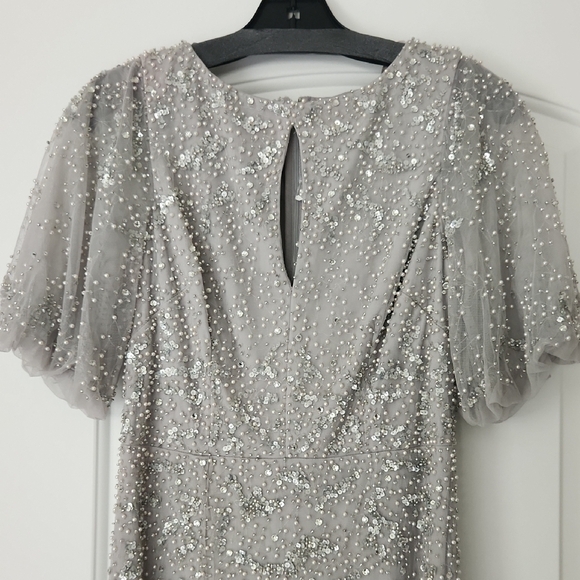 Aidan Mattox Silver Sequin and Pearl Dress - Picture 4 of 12